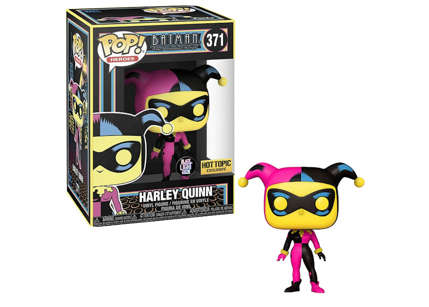 BATMAN THE ANIMATED SERIES HARLEY QUINN FUNKO POP #371 BLACK LIGHT GLOW HOT TOPIC EXCLUSIVE
