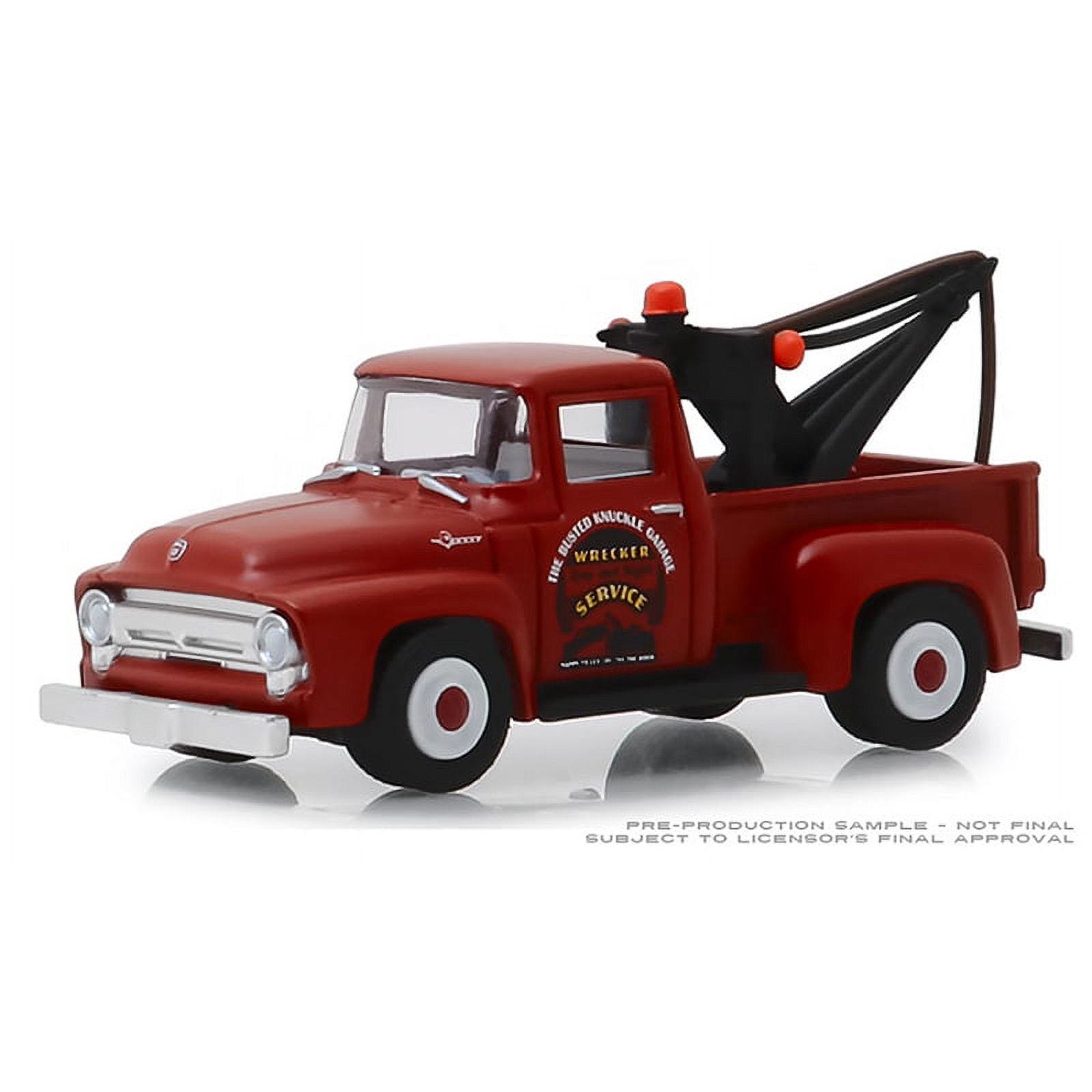 1/64 1956 FORD F-100 TOW TRUCK RED - THE BUSTED KNUCKLES GARAGE