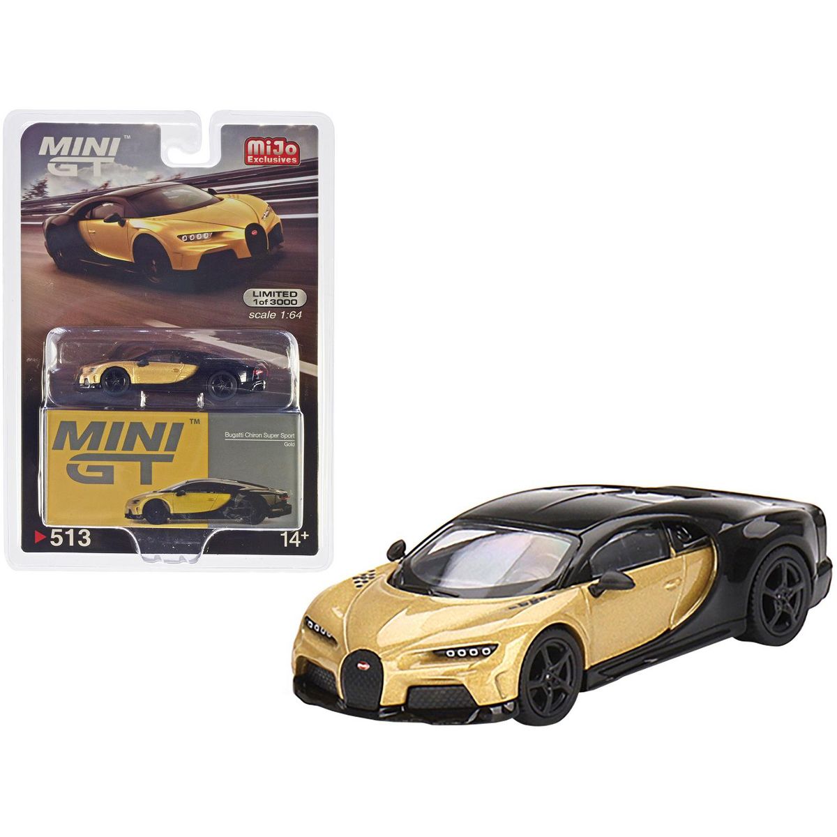 1/64 BUGATTI CHIRON SUPER SPORT GOLD METALLIC  AND BLACK - MINI GT