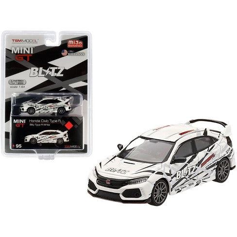 1:64 Mini GT Honda Civic Type R - Blitz Type R White