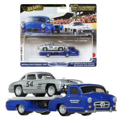 1/64 MERCEDES-BENZ 300 SL &amp; 55' MERCEDES-BENZ BLAUES WUNDER - TRANSPORTE DEL EQUIPO