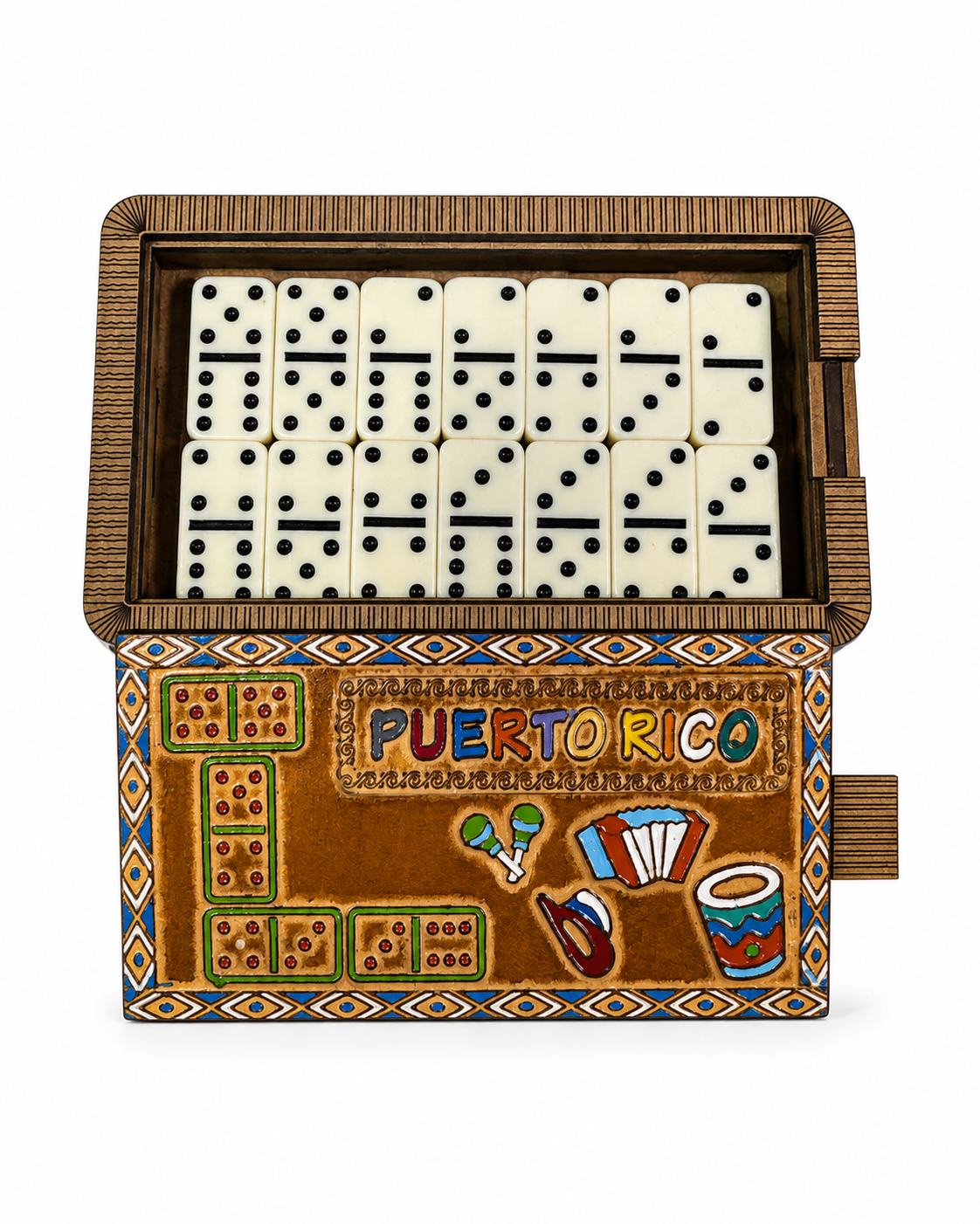 SET MINI DOMINO CAJA EN CUERO DE PUERTO RICO