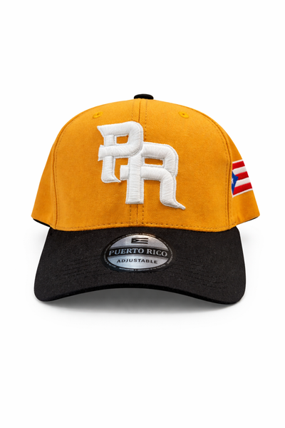 GORRA DE PUERTO RICO - MOSTAZA / DORADO Y NEGRO - PUERTO RICO BASEBALL CAP MUSTARD/ GOLD WITH BLACK