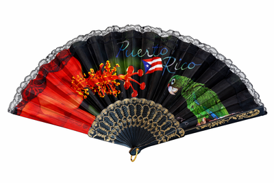 ABANICO DE MANO CON DISEÑO DE PUERTO RICO - PUERTO RICO HAND FAN