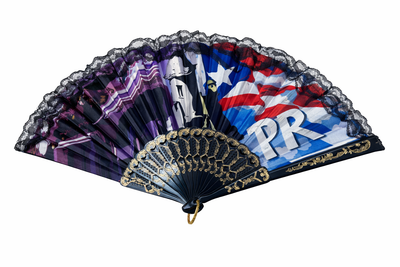 ABANICO DE MANO CON DISEÑO DE PUERTO RICO - PUERTO RICO HAND FAN