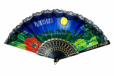 ABANICO DE MANO CON DISEÑO DE PUERTO RICO - PUERTO RICO HAND FAN