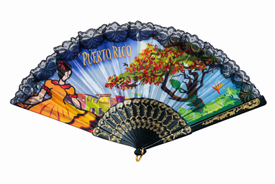 ABANICO DE MANO CON DISEÑO DE PUERTO RICO - PUERTO RICO HAND FAN