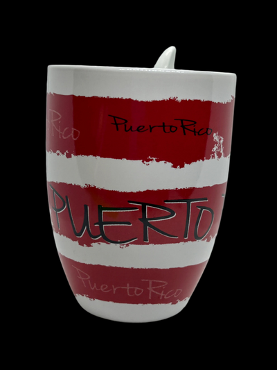 TAZA - BANDERA DE PUERTO RICO CON CUCHARA Y CAJA