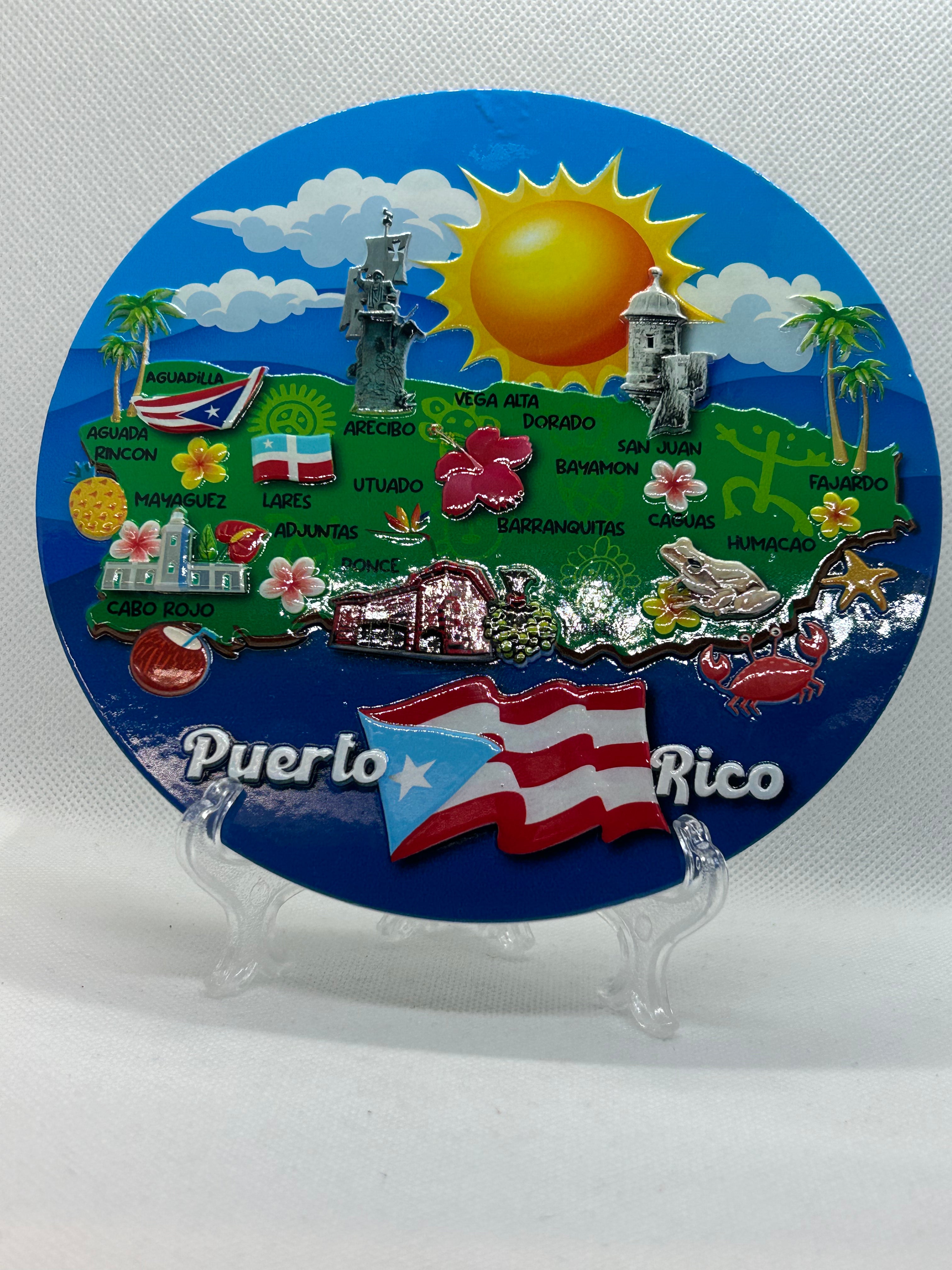 PUERTO RICO DECORATIVE PLATE - PLATO DE CERÁMICA - MAPA DE PUERTO RICO