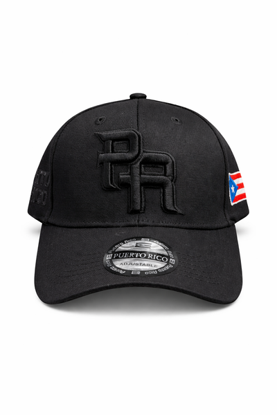 GORRA DE PUERTO RICO - NEGRA - LETRA NEGRA