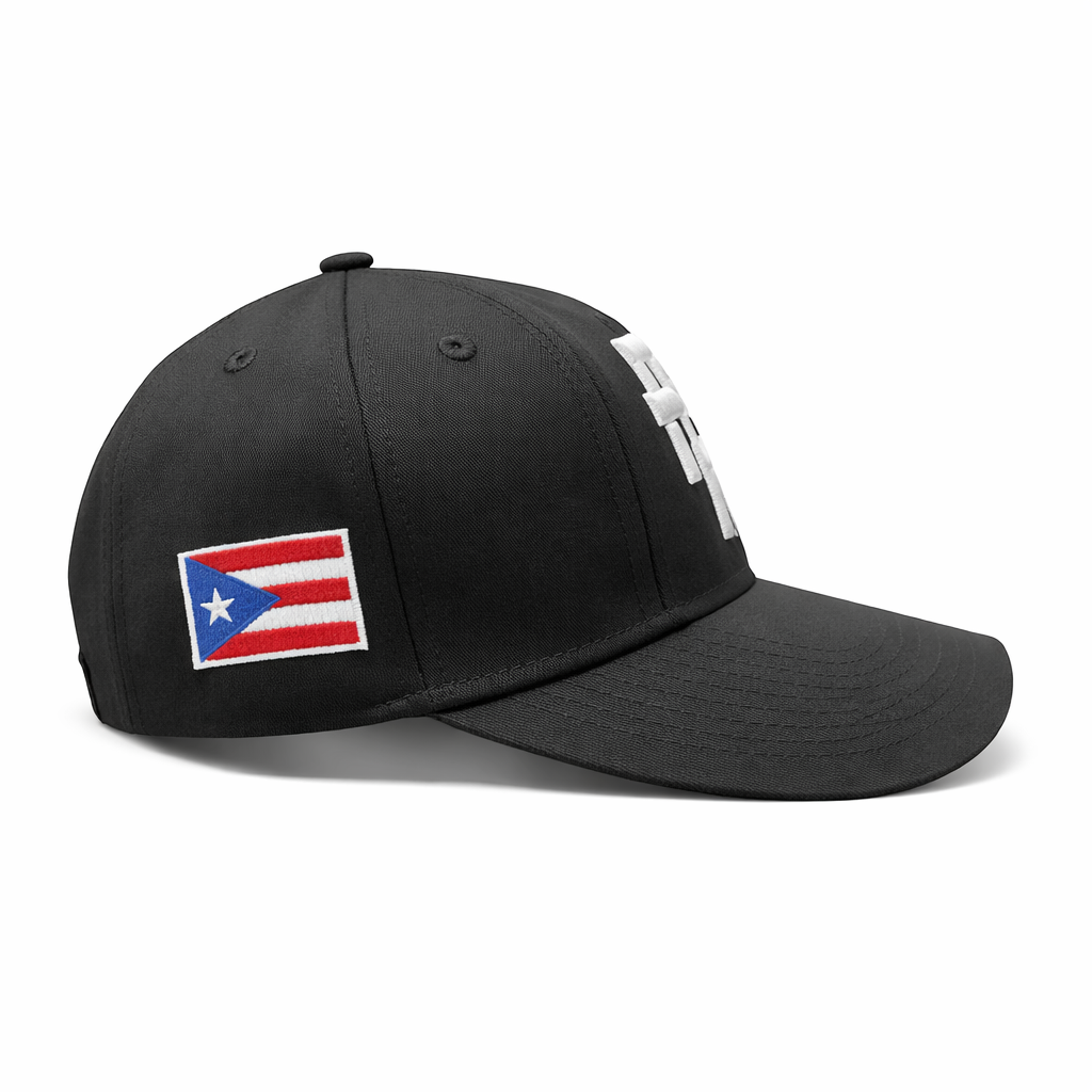 GORRA DE PUERTO RICO - NEGRA - LETRA BLANCA