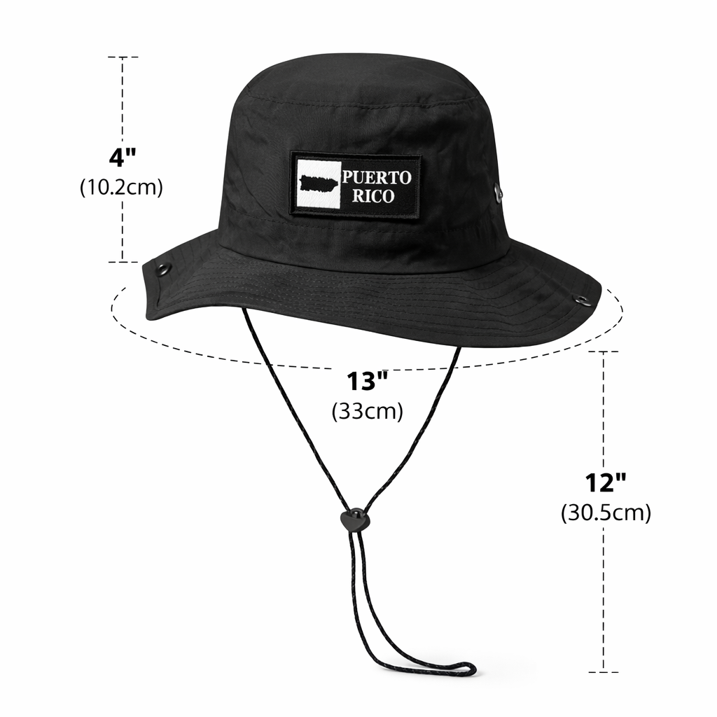 PUERTO RICO HAT BLACK 100% NYLON