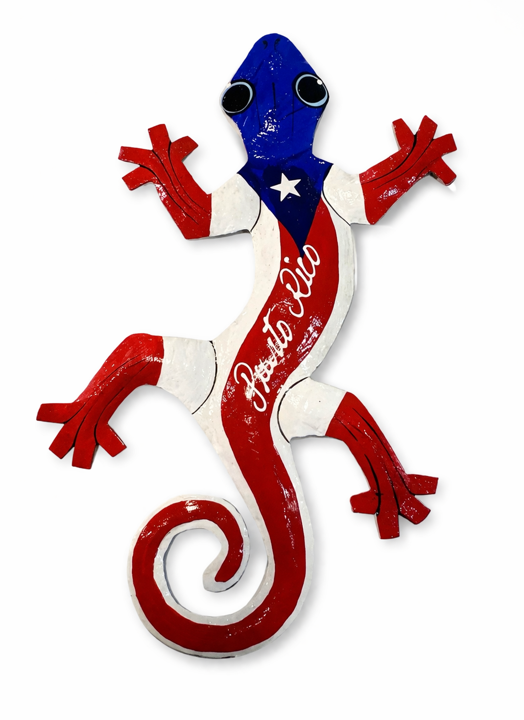 IGUANA DECORATIVA DE PARED CON BANDERA DE PUERTO RICO.