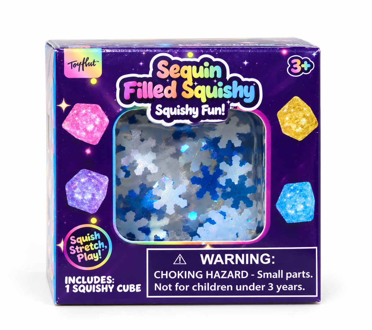 1.4” MINI SQUISH CUBE SEQUIN FLAKE FILLED