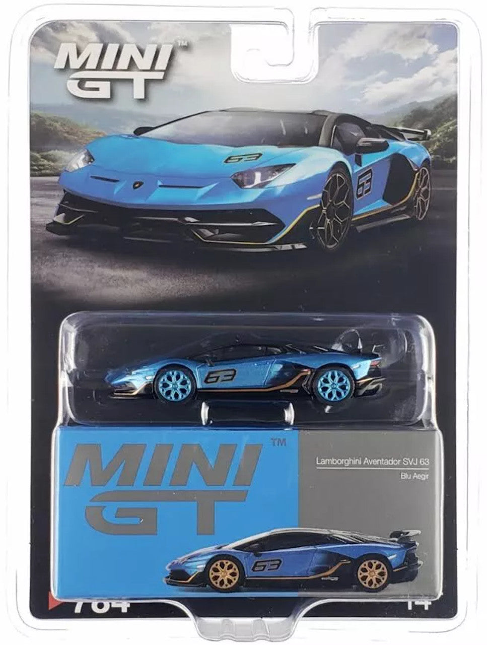 1/64 LAMBORGHINI AVENTADOR SVJ 63 BLU AEGIR (CHASE) - MINI GT