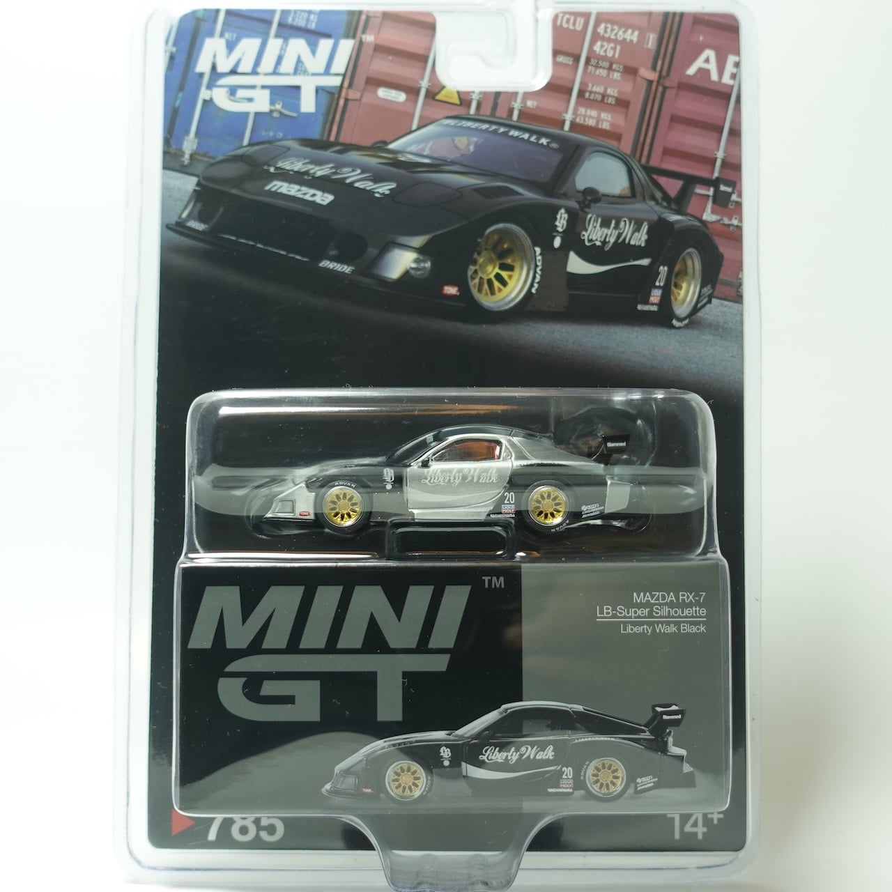 1/64 MAZDA RX-7 LB-SUPER SILHOUETTE LIBERTY WALK BLACK (CHASE “RAW”) - MINI GT