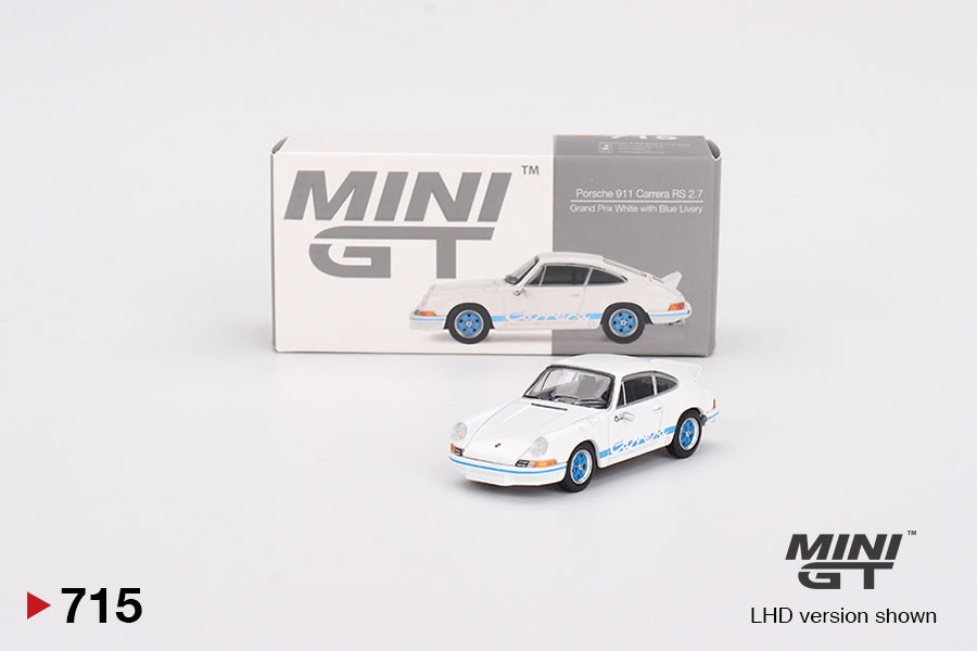 1/64 PORSCHE 911 CARRERA ES 2.7 GRAND PRIX WHITE WITH/BLUE LIVERY - MINI GT