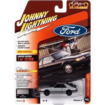 1/64 1986 FORD MUSTANG SVO SILVER - JOHNNY LIGHTNING