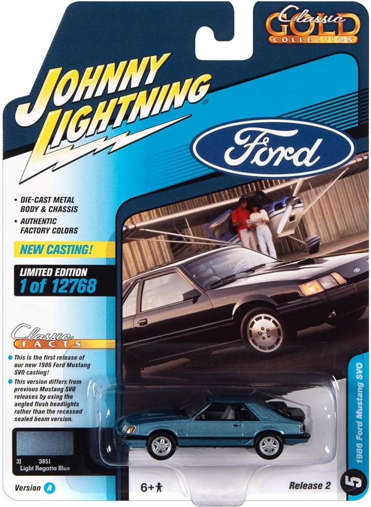 1/64 1986 FORD MUSTANG SVO METALLIC BLUE - JOHNNY LIGHTNING