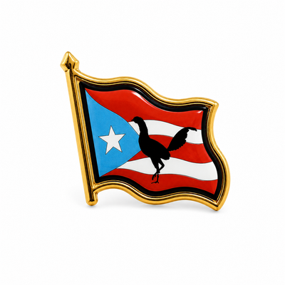 PIN BANDERA DE PUERTO RICO CON GALLO