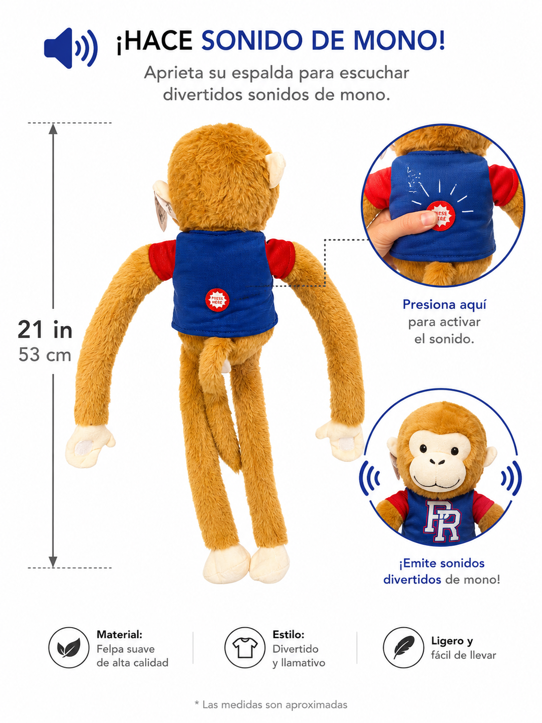 PELUCHE MONO DE PUERTO RICO (CON SONIDO) - IT-PE-2B