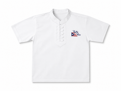 CAMISA BLANCA DE VESTIR DE PUERTO RICO - TAMAÑO DE NIÑO.