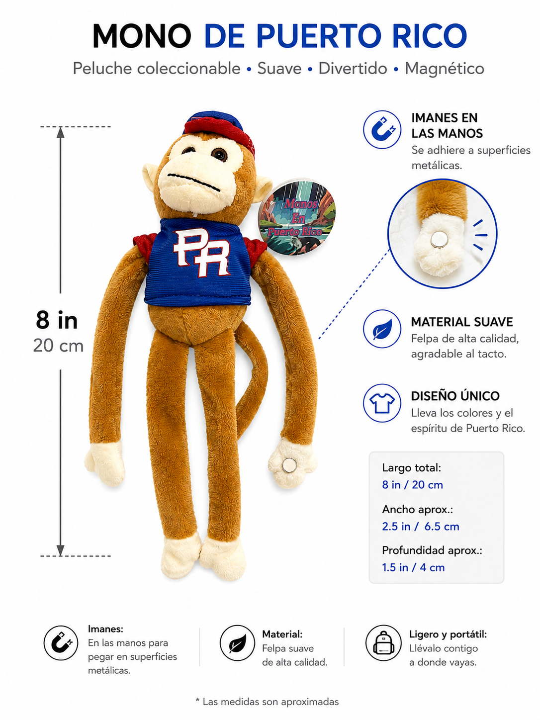 PELUCHE MONO DE PUERTO RICO  (CON MAGNETO) - IT-PE-6B