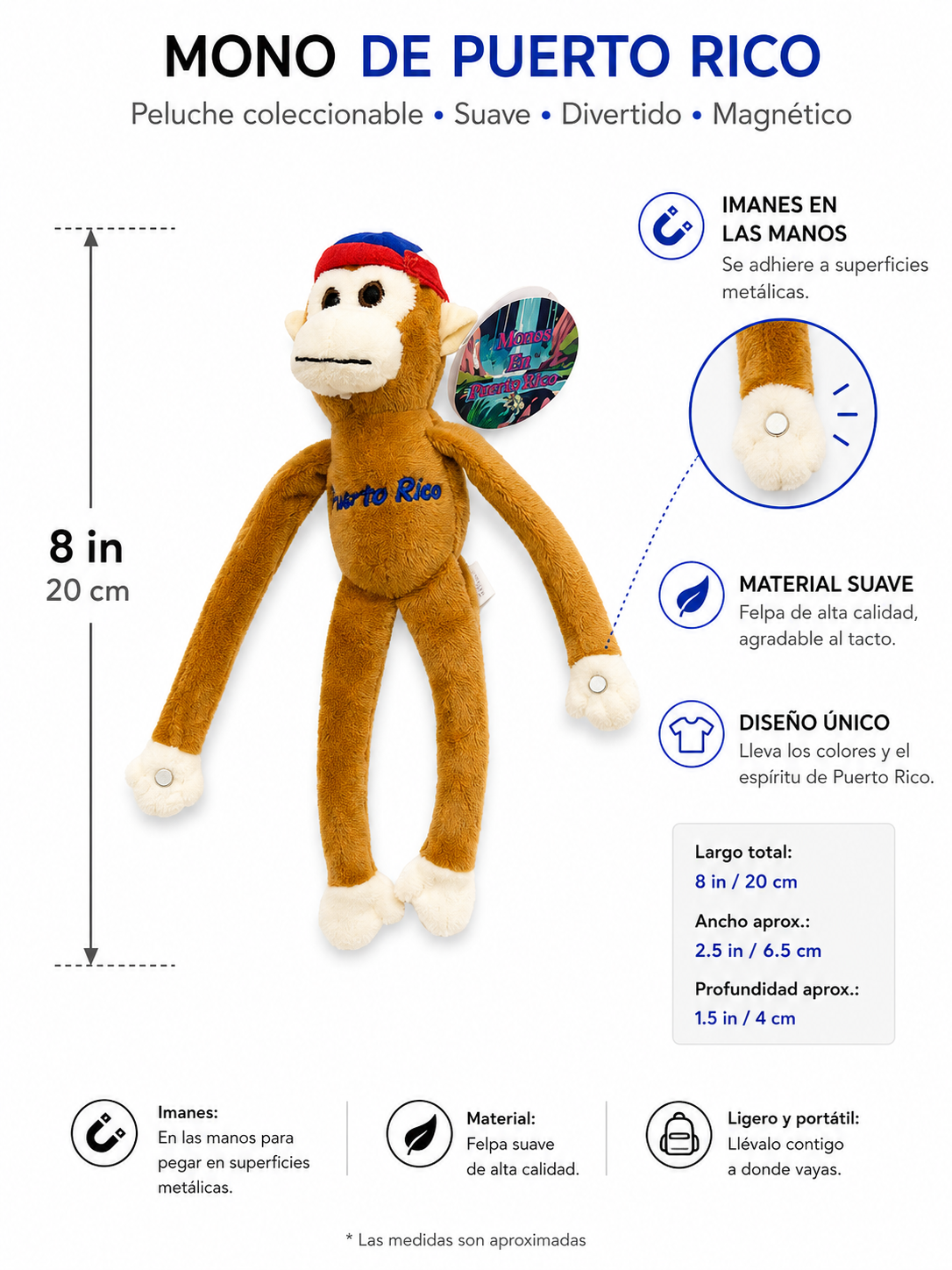 PELUCHE MONO DE PUERTO RICO  (CON MAGNETO) - IT-PE-7A