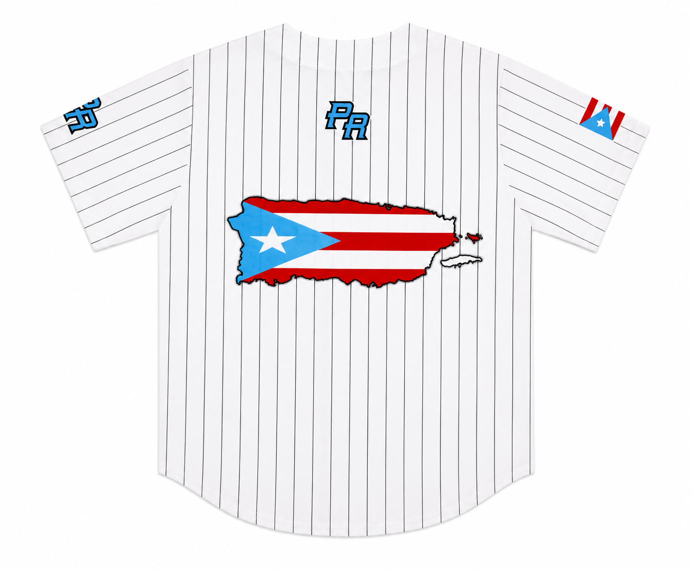 PUERTO RICO BASEBALL WHITE JERSEY WITH BLUE STRIPES - KIDS SIZE