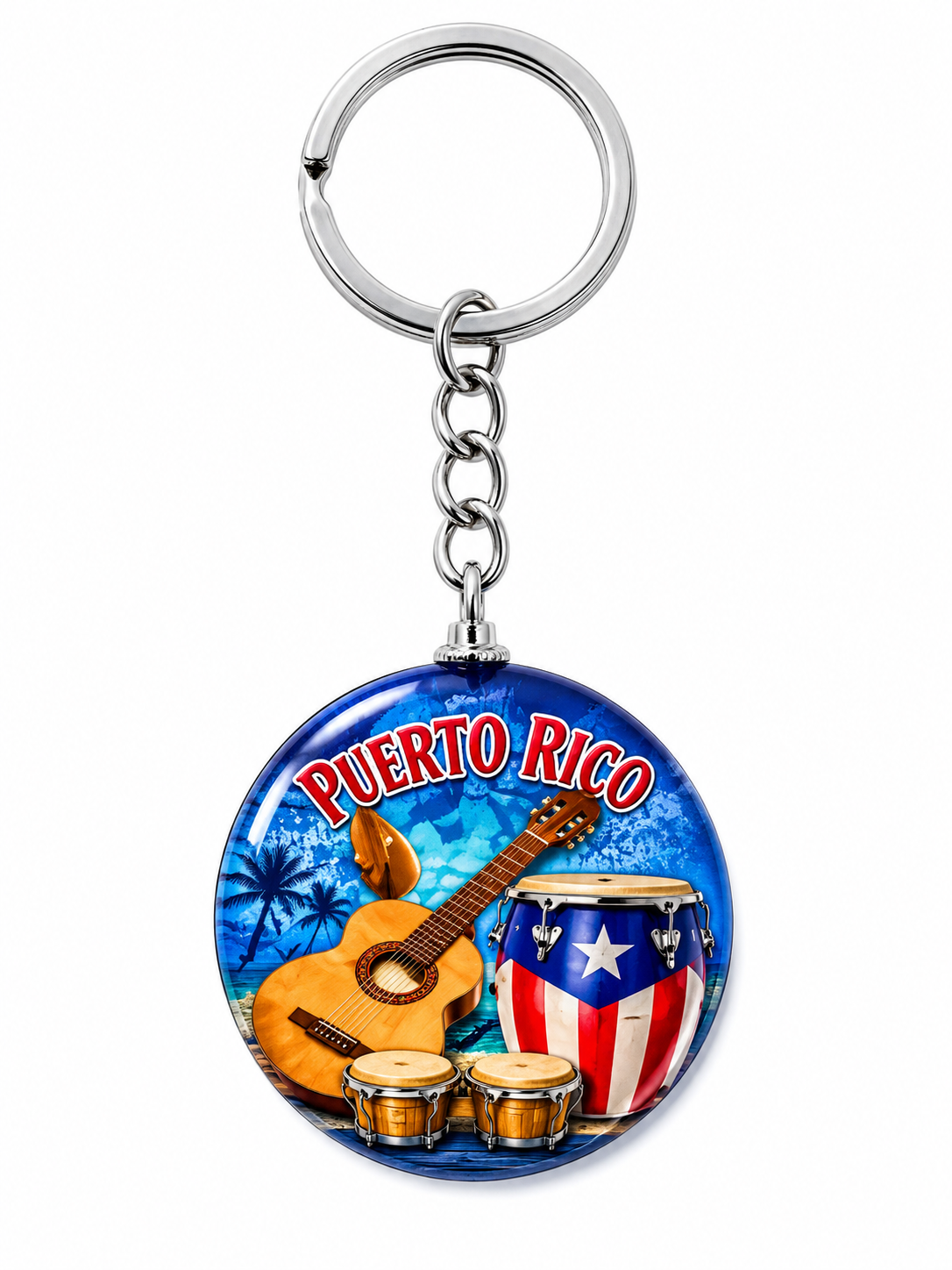 LLAVERO DE PUERTO RICO REDONDO DE CRISTAL - LL-DP-02-02
