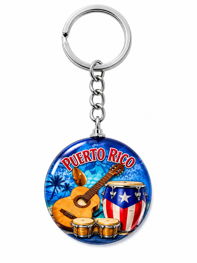 LLAVERO DE PUERTO RICO REDONDO DE CRISTAL - LL-DP-02-02