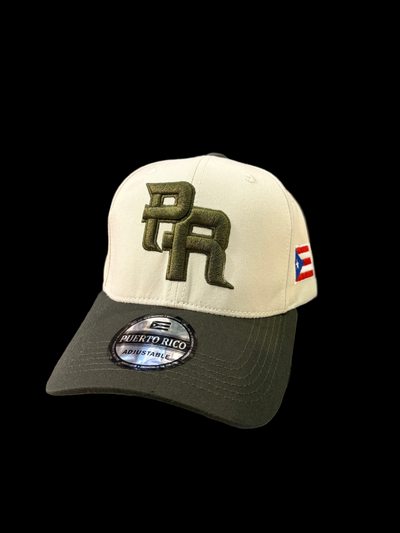 PUERTO RICO OLIVE GREEN WITH BEIGE HAT - GORRA VERDE OLIVA