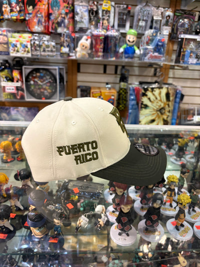 PUERTO RICO OLIVE GREEN WITH BEIGE HAT - GORRA VERDE OLIVA