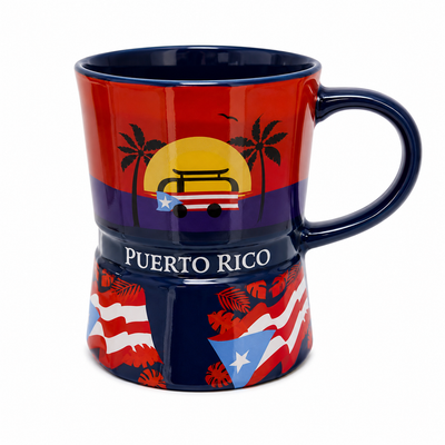 TAZA GRECA/AZUL MARINO VOLKSWAGEN CON BANDERA DE PUERTO RICO