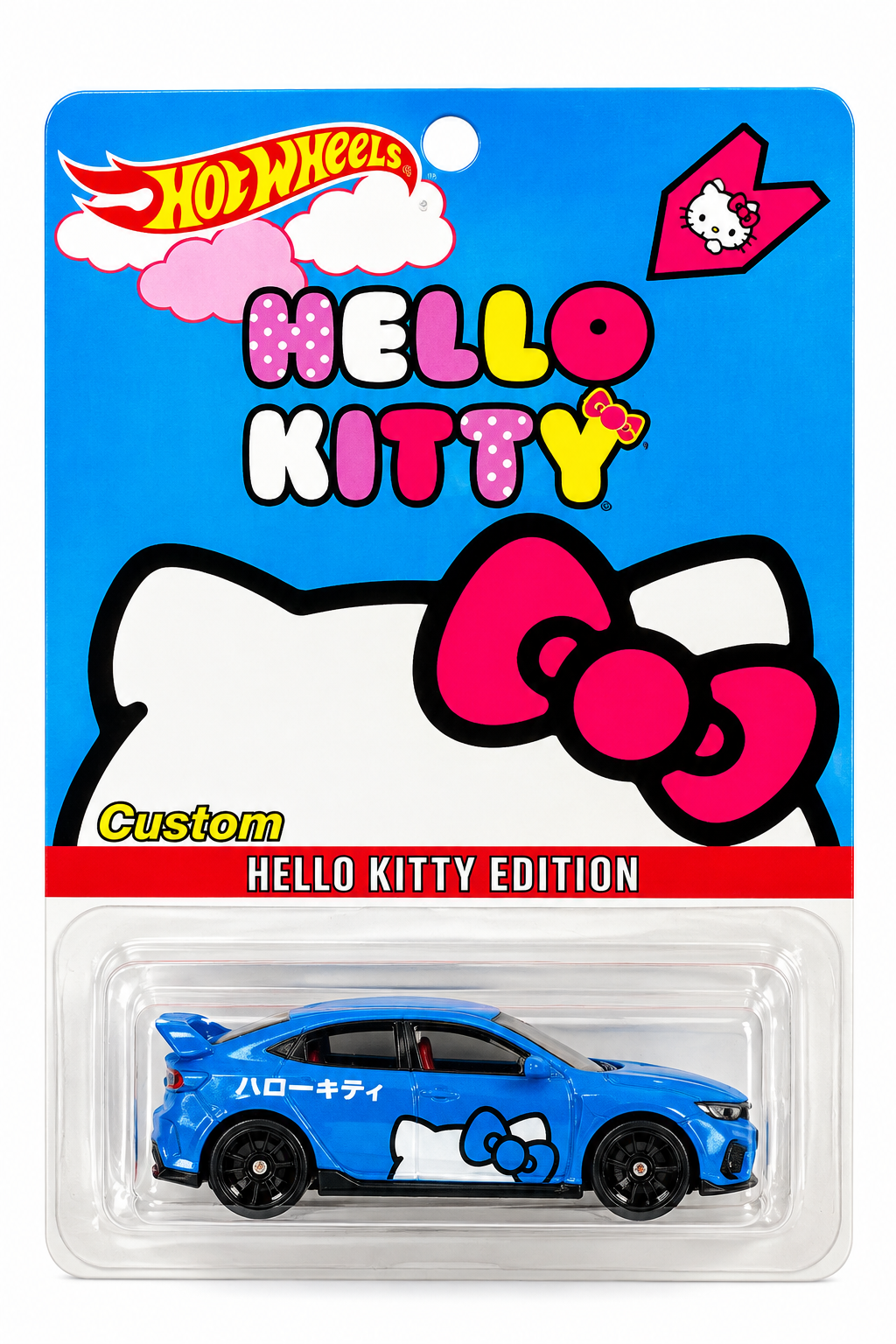 1/64  HONDA CIVIC TYPE R HELLO KITTY CUSTOM HOT WHEELS