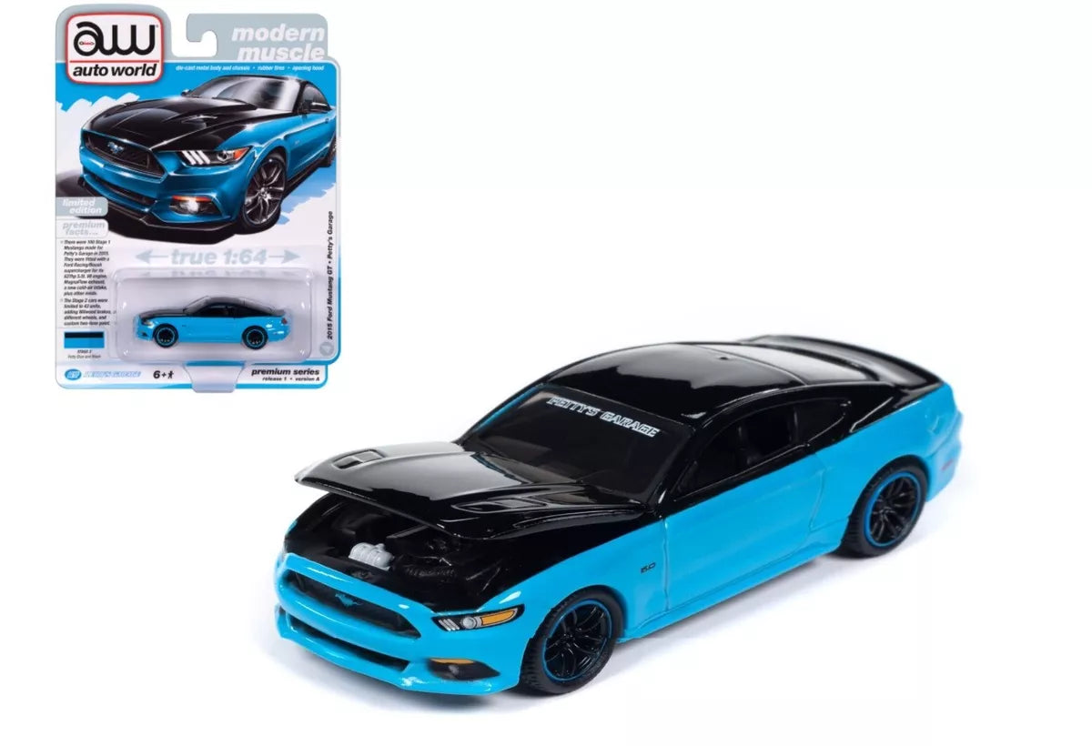 1/64  2015 FORD MUSTANG GT PETTY’S GARAGE - MODERN MUSCLE