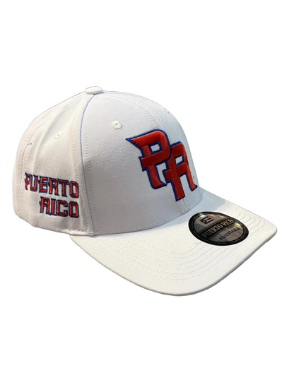 GORRA DE PUERTO RICO - 
BLANCA CON LETRAS ROJAS Y AZUL
