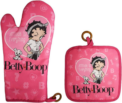 JUEGO DE SOPORTE PARA OLLAS Y MITONES PARA HORNO DE BETTY BOOP 