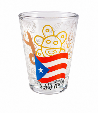 3" PUERTO RICO CLEAR CULTURE SYMBOLS SHOTGLASS