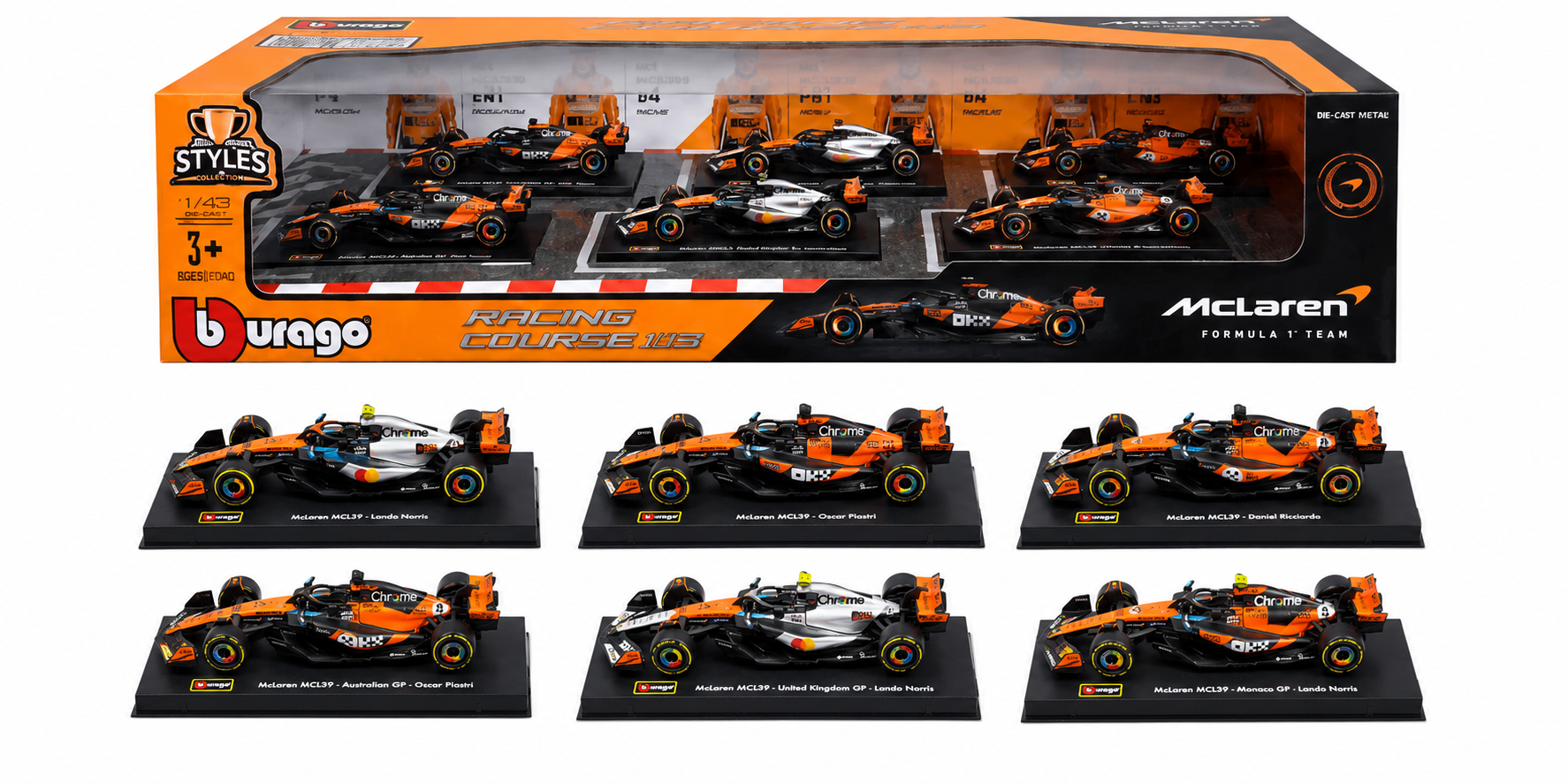 1/43 MCLAREN FORMULA 1 TEAM 6 PACK ALL NEW STYLES RACING COURSE - BURAGO