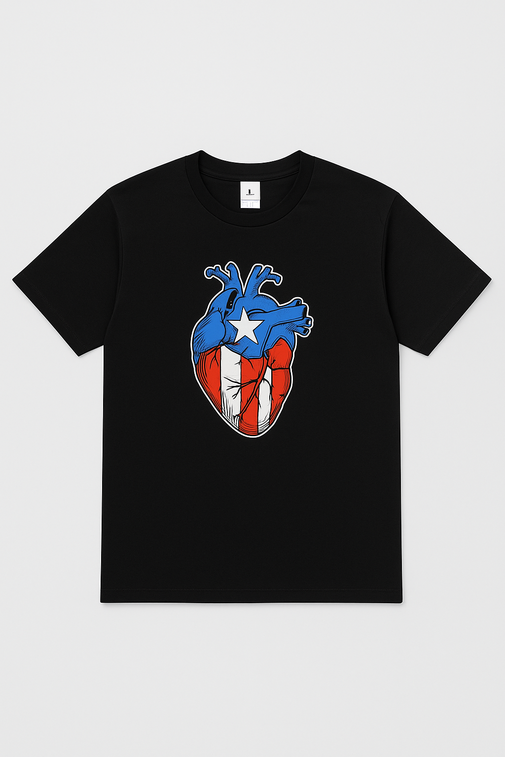 T-SHIRT CORAZON CON BANDERA DE PUERTO RICO