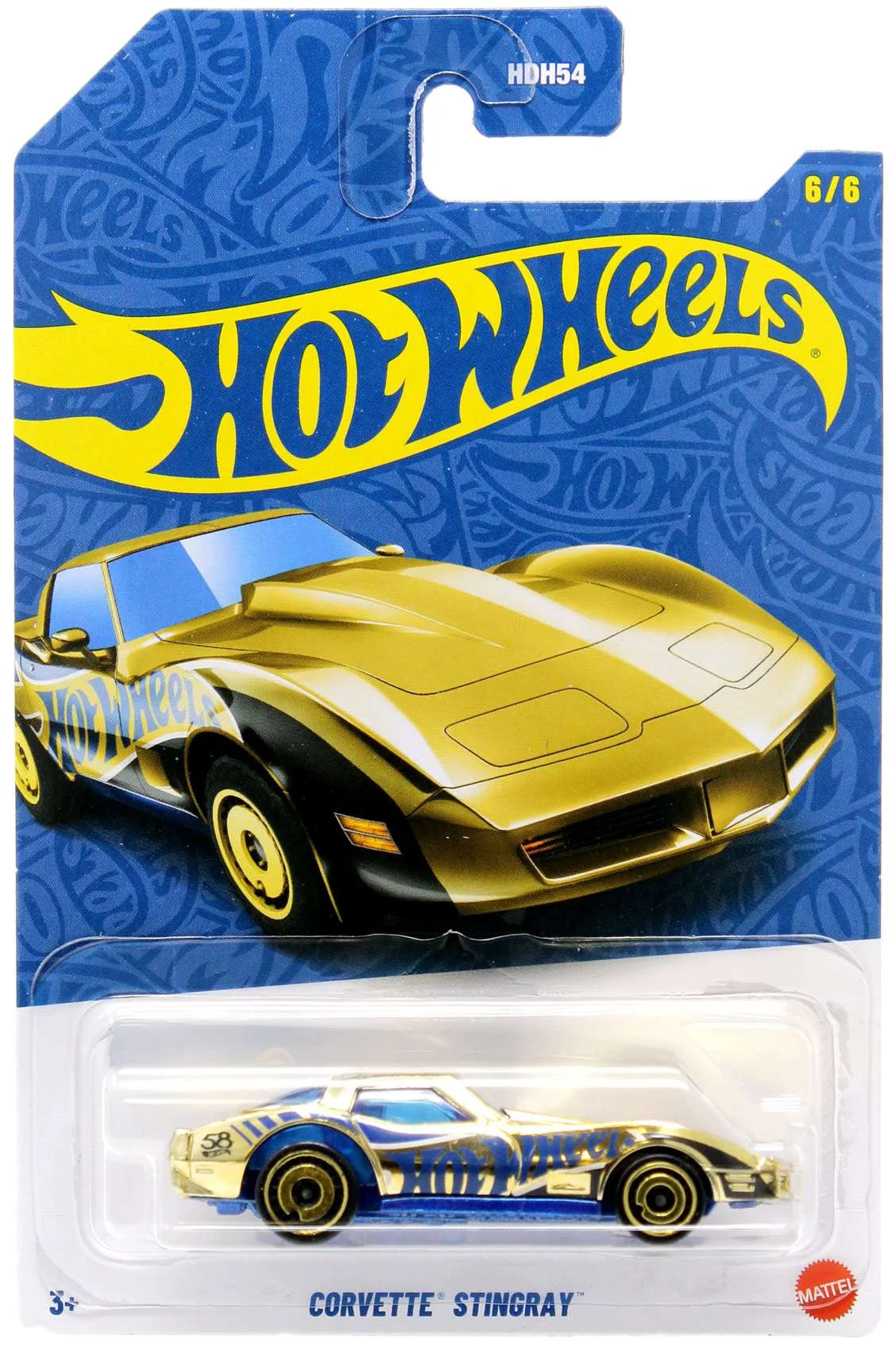 1/64 CORVETTE STINGRAY “CHASE” (GOLD) 58TH ANNIVERSARY -  HOT WHEELS 6/6