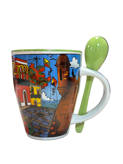 TAZA GRANDE CON CUCHARA VIEJO SAN JUAN