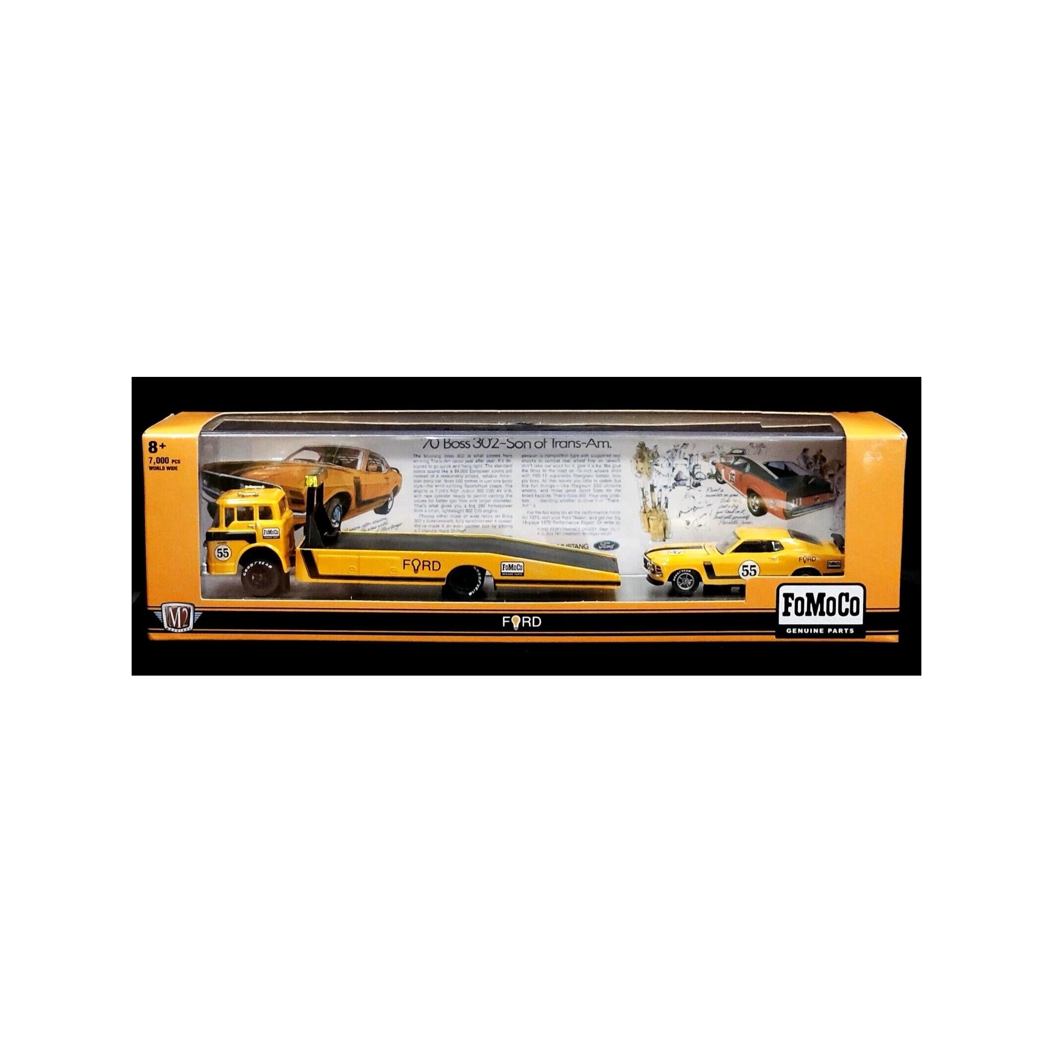 1/64 1970 FORD C-600 TRUCK & 1970 FORD MUSTANG BOSS 302 - M2 MACHINES FOMOCO GENUINE PARTS 7,000 PCS WORLD WIDE.