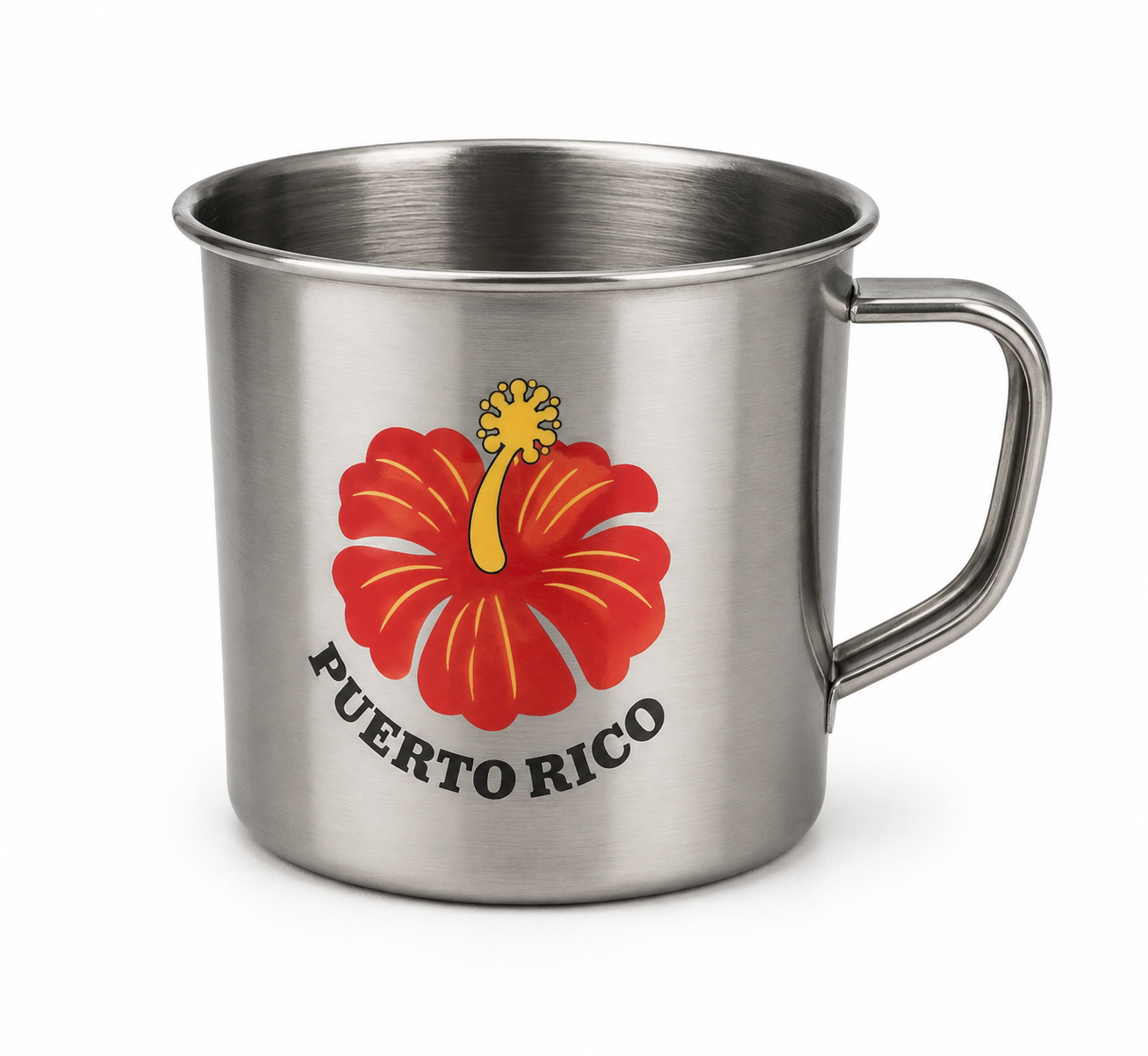 TAZA DE PUERTO RICO EN METAL AMAPOLA / FLOR DE MAGA
