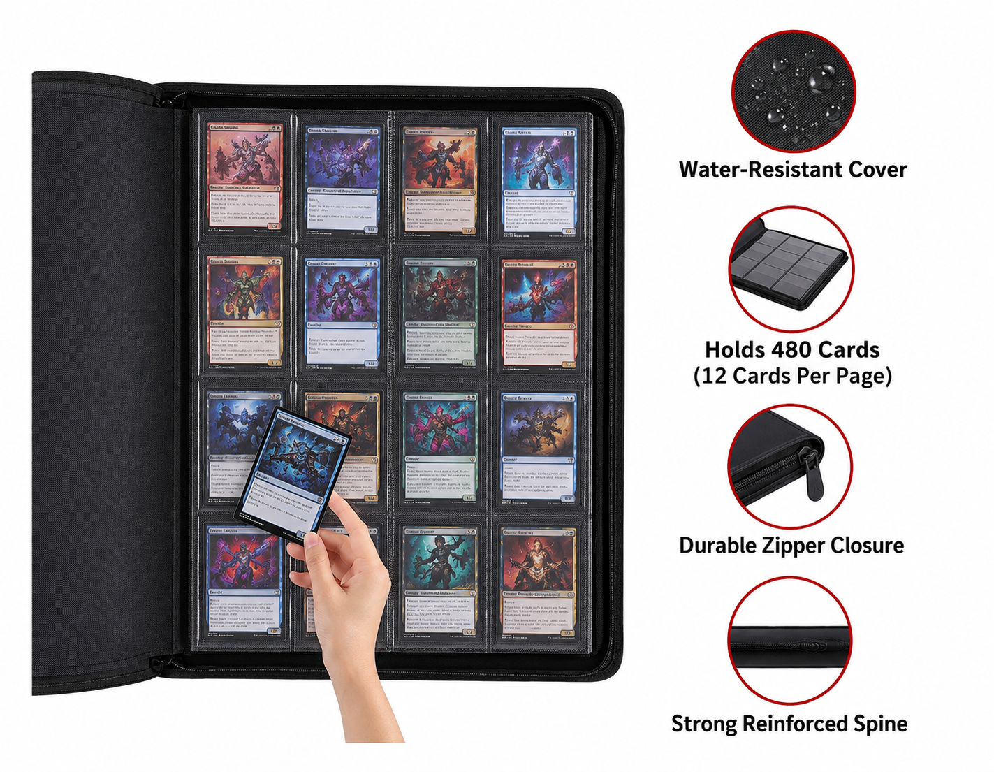 12 POCKET TOPLOADER BINDER - 20 PAGES, HOLDS 480 CARDS
