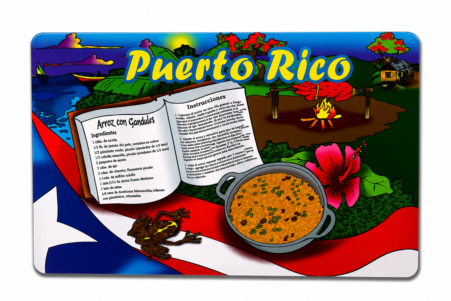 PUERTO RICO PLACE MAT - ARROZ CON GANDULEZ 17” x 11.5”