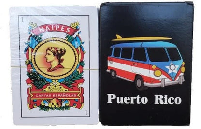 BRISCA CARD SET PUERTO RICO FLAG VOLKSWAGEN VAN DESIGN - CARTAS BRISCAS CON BANDERA DE PUERTO RICO EN VOLKSWAGEN