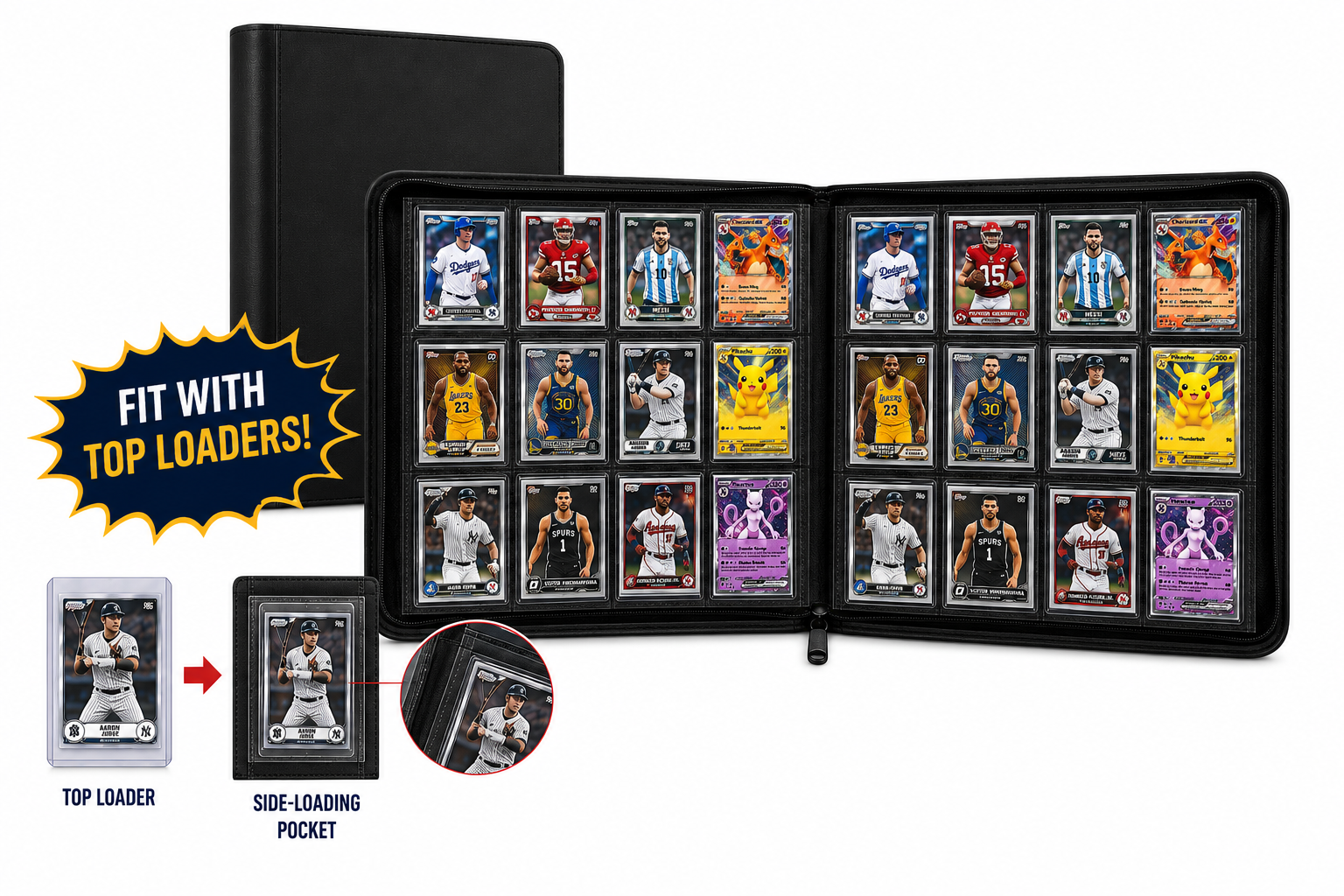 12 POCKET BINDER - 20 PAGES, HOLDS 480 CARDS WITH TOP LOAD