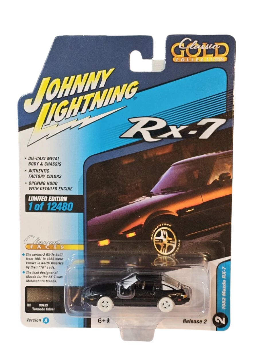 1/64 1982 MAZDA RX-7 METALLIC BLACK (CHASE) “WHITE LIGHTNING” - CLASSIC GOLD COLLECTION